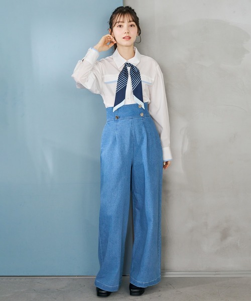31 Sons de mode(トランテアン ソン ドゥ モード)の「2026春夏新作 レースアップデニムワイドパンツ(デニムパンツ・レディース・ブルー/インディゴブルー・S/M)」の22枚目の写真