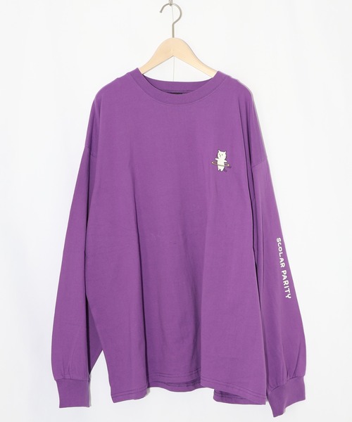 ScoLar（スカラー）の「361105：ネコの洗脳柄ロングスリーブTシャツ（Tシャツ/カットソー・レディース・グリーン/ブラック/パープル/オフホワイト・M）」の4枚目の写真