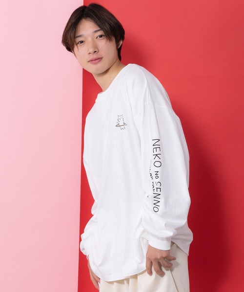 ScoLar（スカラー）の「361105：ネコの洗脳柄ロングスリーブTシャツ（Tシャツ/カットソー・レディース・グリーン/ブラック/パープル/オフホワイト・M）」の5枚目の写真