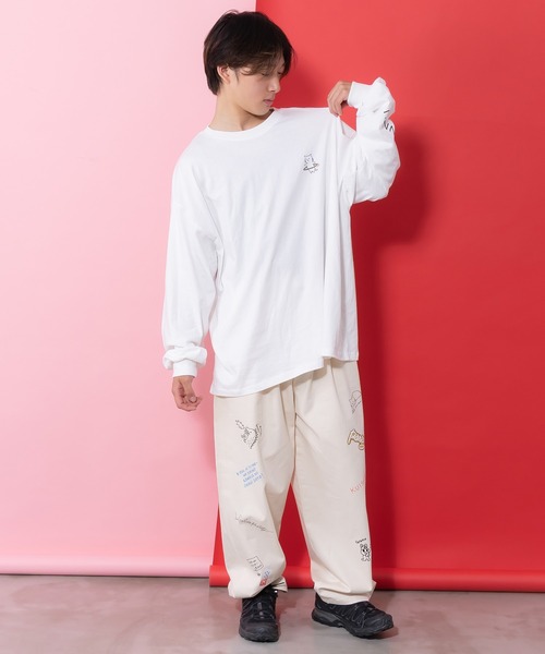 ScoLar（スカラー）の「361105：ネコの洗脳柄ロングスリーブTシャツ（Tシャツ/カットソー・レディース・グリーン/ブラック/パープル/オフホワイト・M）」の6枚目の写真