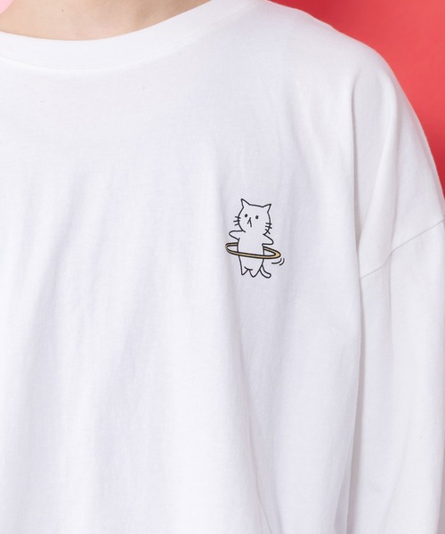 ScoLar（スカラー）の「361105：ネコの洗脳柄ロングスリーブTシャツ（Tシャツ/カットソー・レディース・グリーン/ブラック/パープル/オフホワイト・M）」の9枚目の写真