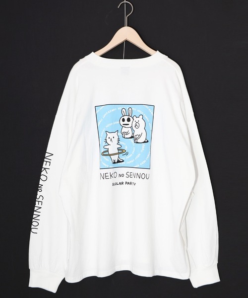 ScoLar（スカラー）の「361105：ネコの洗脳柄ロングスリーブTシャツ（Tシャツ/カットソー・レディース・グリーン/ブラック/パープル/オフホワイト・M）」の18枚目の写真