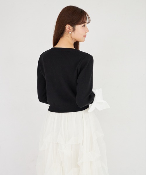 tocco closet(トッコ クローゼット)の「袖口リボン付きボウタイリボンドッキングニットプルオーバー(ニット/セーター・レディース・グレー/ブラック・M)」の11枚目の写真