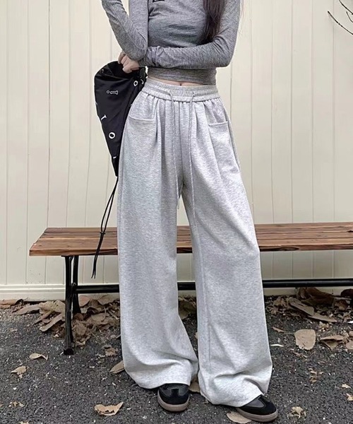 shyam inspiration（シャムインスピレーション）の「シンプルワイドスウェットパンツ/ジャージ/イージーパンツ（スウェットパンツ・レディース・グレー/ブラック/アイボリー/ネイビー・MEDIUM/LARGE）」の18枚目の写真