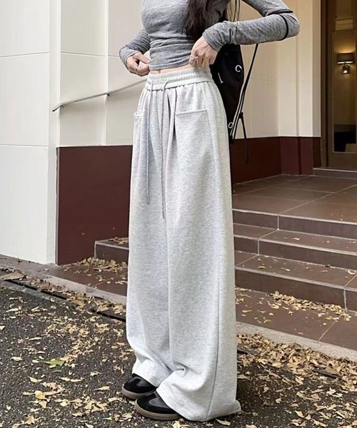 shyam inspiration（シャムインスピレーション）の「シンプルワイドスウェットパンツ/ジャージ/イージーパンツ（スウェットパンツ・レディース・グレー/ブラック/アイボリー/ネイビー・MEDIUM/LARGE）」の21枚目の写真