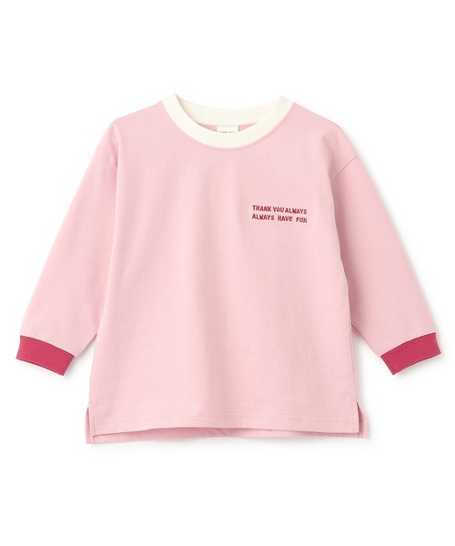 セール】【食品防汚】配色ゆるっと長袖Tシャツ（Tシャツ/カットソー