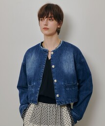 【1332】アナイ系列アルアバイル　ラッセルトライアングルカラージャケット　濃紺 allureville（アルアバイル）の「ラッセルトライアングルカラー ジャケット・アウター
