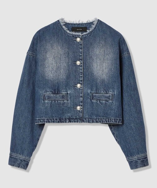 allureville（アルアバイル）の「デニムノーカラージャケット（ノーカラージャケット・レディース・インディゴブルー・2/1）」の7枚目の写真