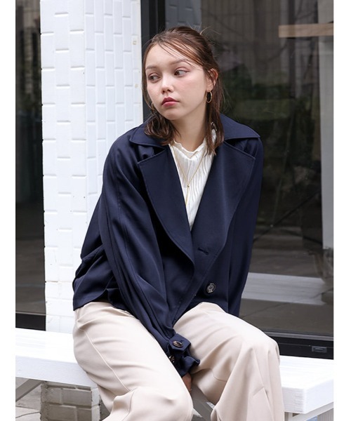 fifth（フィフス）の「【SETUP対応】ショートトレンチコート（その他アウター・レディース・ネイビー/ベージュ・M）」の10枚目の写真