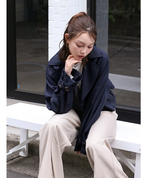 fifth（フィフス）の「【SETUP対応】ショートトレンチコート（その他アウター・レディース・ネイビー/ベージュ・M）」の11枚目の写真