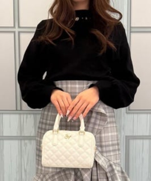 SAMANTHAVEGA(サマンサベガ)の「ダブルステッチダイヤキルトハンドバッグ(ハンドバッグ・レディース・ピンク/ホワイト/イエロー/ブラック・FREE)」の1枚目の写真