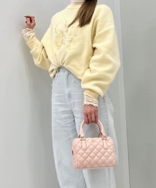 SAMANTHAVEGA(サマンサベガ)の「ダブルステッチダイヤキルトハンドバッグ(ハンドバッグ・レディース・ピンク/ホワイト/イエロー/ブラック・FREE)」の4枚目の写真
