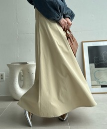 フレアスカート ロング マキシ丈 ハイウエスト ボリューム Aライン 無地 体型カバー きれいめ ボトムス 夏