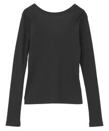 バックオープンリブTシャツ