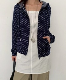 パーカー（ブルー・ネイビー/青色系・ドット柄）ファッション通販