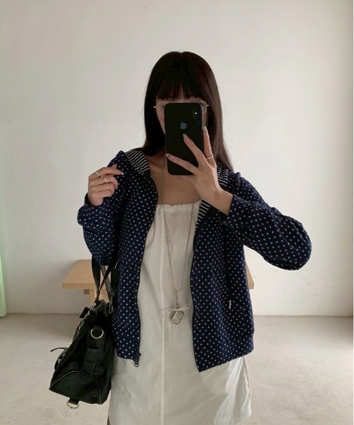 almo(アルモ)の「【LAMPOON】ドットジップパーカー(パーカー・レディース・ネイビー・LARGE/MEDIUM/SMALL)」の6枚目の写真