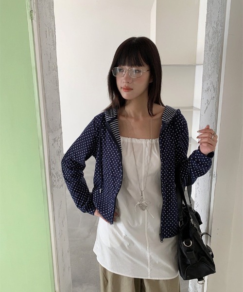 almo(アルモ)の「【LAMPOON】ドットジップパーカー(パーカー・レディース・ネイビー・LARGE/MEDIUM/SMALL)」の7枚目の写真