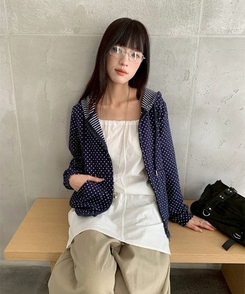 almo(アルモ)の「【LAMPOON】ドットジップパーカー(パーカー・レディース・ネイビー・LARGE/MEDIUM/SMALL)」の8枚目の写真