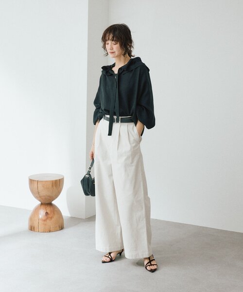 RIVE DROITE（リヴドロワ）の「予約【トレンド感抜群】タックバギーチノ（チノパンツ・レディース・ベージュ/オフホワイト・36/38）」の3枚目の写真