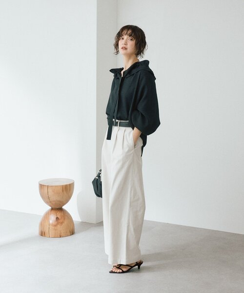 RIVE DROITE（リヴドロワ）の「予約【トレンド感抜群】タックバギーチノ（チノパンツ・レディース・ベージュ/オフホワイト・36/38）」の4枚目の写真