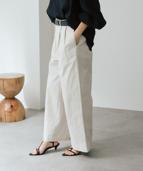 RIVE DROITE（リヴドロワ）の「予約【トレンド感抜群】タックバギーチノ（チノパンツ・レディース・ベージュ/オフホワイト・36/38）」の9枚目の写真