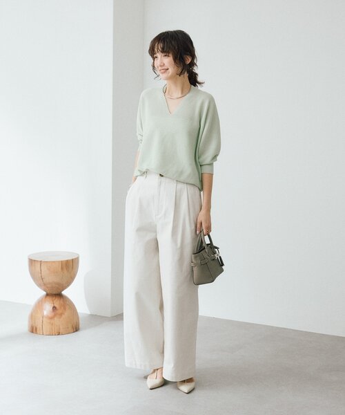 RIVE DROITE（リヴドロワ）の「予約【トレンド感抜群】タックバギーチノ（チノパンツ・レディース・ベージュ/オフホワイト・36/38）」の11枚目の写真