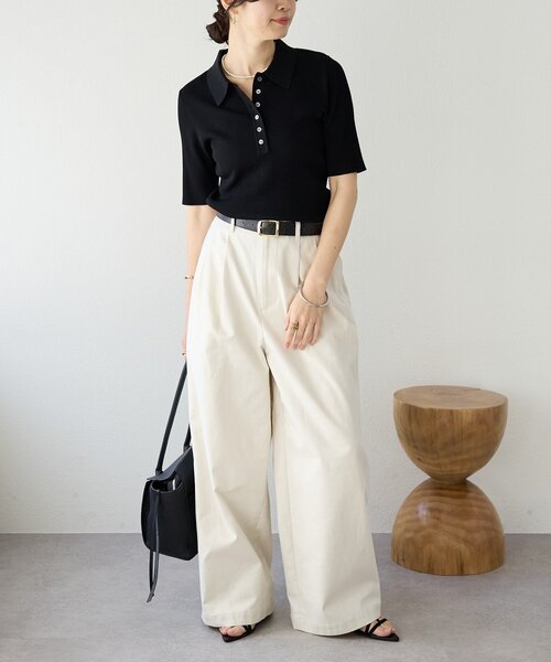 RIVE DROITE（リヴドロワ）の「予約【トレンド感抜群】タックバギーチノ（チノパンツ・レディース・ベージュ/オフホワイト・36/38）」の14枚目の写真