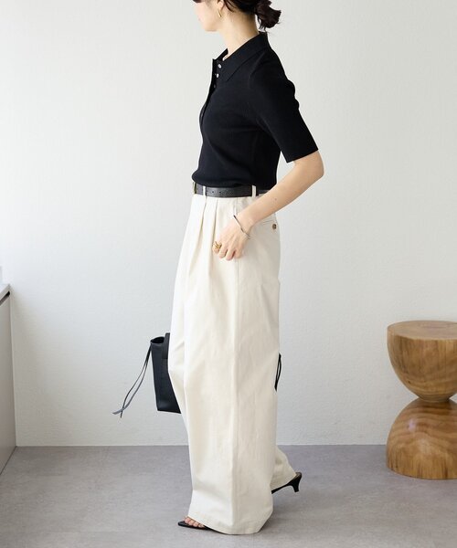 RIVE DROITE（リヴドロワ）の「予約【トレンド感抜群】タックバギーチノ（チノパンツ・レディース・ベージュ/オフホワイト・36/38）」の16枚目の写真