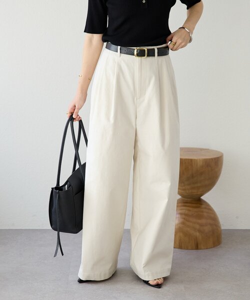 RIVE DROITE（リヴドロワ）の「予約【トレンド感抜群】タックバギーチノ（チノパンツ・レディース・ベージュ/オフホワイト・36/38）」の17枚目の写真