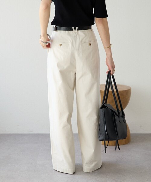 RIVE DROITE（リヴドロワ）の「予約【トレンド感抜群】タックバギーチノ（チノパンツ・レディース・ベージュ/オフホワイト・36/38）」の20枚目の写真
