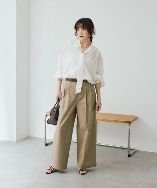 RIVE DROITE（リヴドロワ）の「予約【トレンド感抜群】タックバギーチノ（チノパンツ・レディース・ベージュ/オフホワイト・36/38）」の22枚目の写真