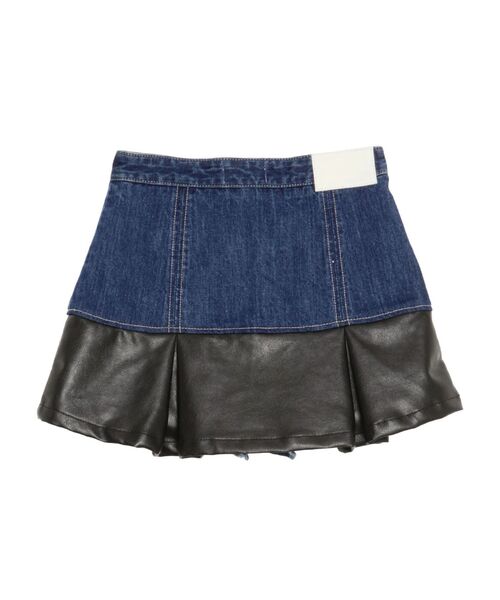 GYDA(ジェイダ)の「【WEB限定】【TINY低身長さん向け】フェイクレザードッキングデニムスカートライクショートパンツ(デニムスカート・レディース・インディゴブルー/ライトブルー・MEDIUM/SMALL)」の7枚目の写真