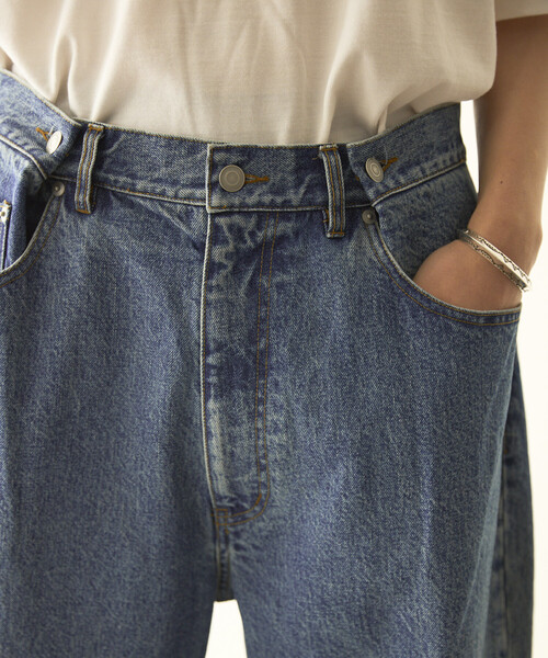 Firsthand（ファーストハンド）の「Firsthand/ファーストハンド デザイン タック ジャパンデニム / ワイドシルエット（デニムパンツ・メンズ・ホワイト/ブルー・LARGE/MEDIUM）」の3枚目の写真