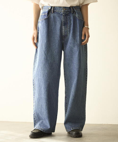 Firsthand（ファーストハンド）の「Firsthand/ファーストハンド デザイン タック ジャパンデニム / ワイドシルエット（デニムパンツ・メンズ・ホワイト/ブルー・LARGE/MEDIUM）」の4枚目の写真