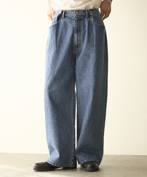 Firsthand（ファーストハンド）の「Firsthand/ファーストハンド デザイン タック ジャパンデニム / ワイドシルエット（デニムパンツ・メンズ・ホワイト/ブルー・LARGE/MEDIUM）」の6枚目の写真