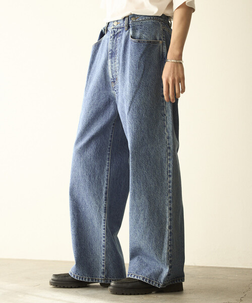 Firsthand（ファーストハンド）の「Firsthand/ファーストハンド デザイン タック ジャパンデニム / ワイドシルエット（デニムパンツ・メンズ・ホワイト/ブルー・LARGE/MEDIUM）」の8枚目の写真