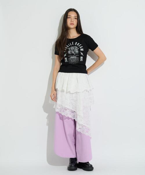 anna sui nyc(アナ スイ エヌ ワイ シー)の「anna sui nyc/アナ スイ エヌワイシー/アシメレーススカート(スカート・レディース・ホワイト/ラベンダー/ブラック・F)」の22枚目の写真