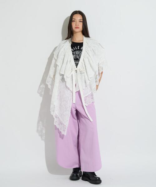 anna sui nyc(アナ スイ エヌ ワイ シー)の「anna sui nyc/アナ スイ エヌワイシー/アシメレーススカート(スカート・レディース・ホワイト/ラベンダー/ブラック・F)」の17枚目の写真