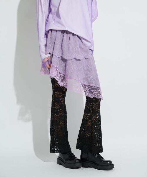anna sui nyc(アナ スイ エヌ ワイ シー)の「anna sui nyc/アナ スイ エヌワイシー/アシメレーススカート(スカート・レディース・ホワイト/ラベンダー/ブラック・F)」の10枚目の写真