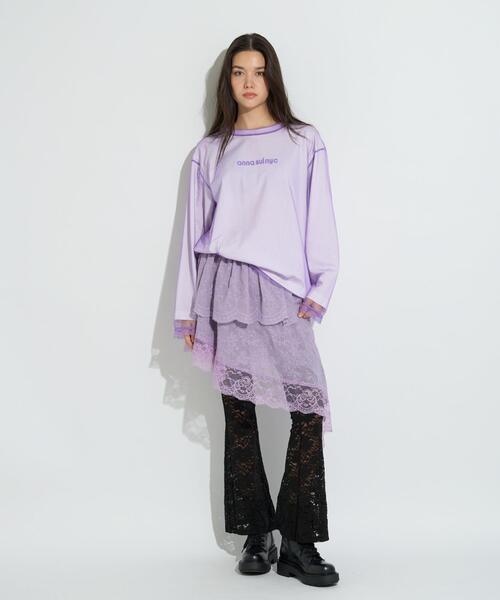 anna sui nyc(アナ スイ エヌ ワイ シー)の「anna sui nyc/アナ スイ エヌワイシー/アシメレーススカート(スカート・レディース・ホワイト/ラベンダー/ブラック・F)」の9枚目の写真