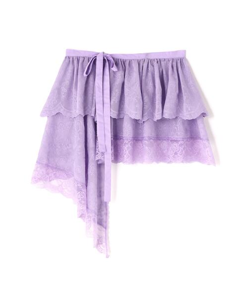 anna sui nyc(アナ スイ エヌ ワイ シー)の「anna sui nyc/アナ スイ エヌワイシー/アシメレーススカート(スカート・レディース・ホワイト/ラベンダー/ブラック・F)」の8枚目の写真