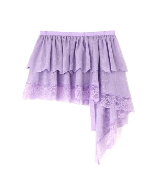 anna sui nyc(アナ スイ エヌ ワイ シー)の「anna sui nyc/アナ スイ エヌワイシー/アシメレーススカート(スカート・レディース・ホワイト/ラベンダー/ブラック・F)」の7枚目の写真