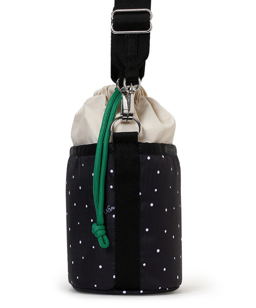 LeSportsac（レスポートサック）の「SM DRAWSTRING BUCKET ブリスドットアイボリー/グリーンコード（ショルダーバッグ・レディース・ブラック・FREE）」の5枚目の写真