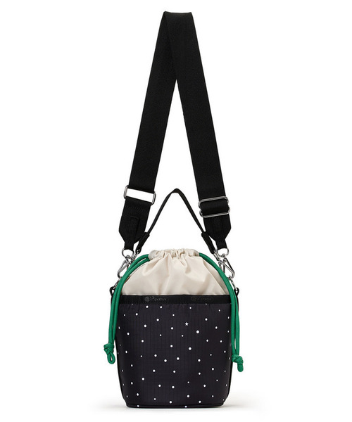 LeSportsac（レスポートサック）の「SM DRAWSTRING BUCKET ブリスドットアイボリー/グリーンコード（ショルダーバッグ・レディース・ブラック・FREE）」の7枚目の写真