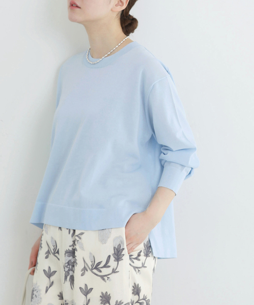 IENA(イエナ)の「ウォッシャブル シアーニットプルオーバー(ニット/セーター・レディース・ブラック/サックスブルー/ベージュ・FREE)」の3枚目の写真