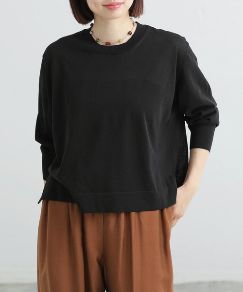 IENA(イエナ)の「ウォッシャブル シアーニットプルオーバー(ニット/セーター・レディース・ブラック/サックスブルー/ベージュ・FREE)」の1枚目の写真