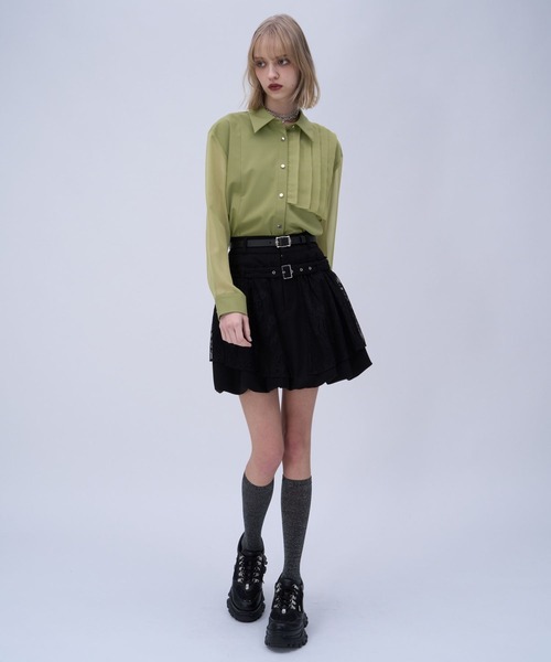 HARE（ハレ）の「シアーイソザイプリーツシャツ(HARE)（シャツ/ブラウス・レディース・イエロー/ブラック/ブルー・FREE）」の4枚目の写真