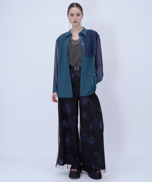 HARE（ハレ）の「シアーイソザイプリーツシャツ(HARE)（シャツ/ブラウス・レディース・イエロー/ブラック/ブルー・FREE）」の5枚目の写真