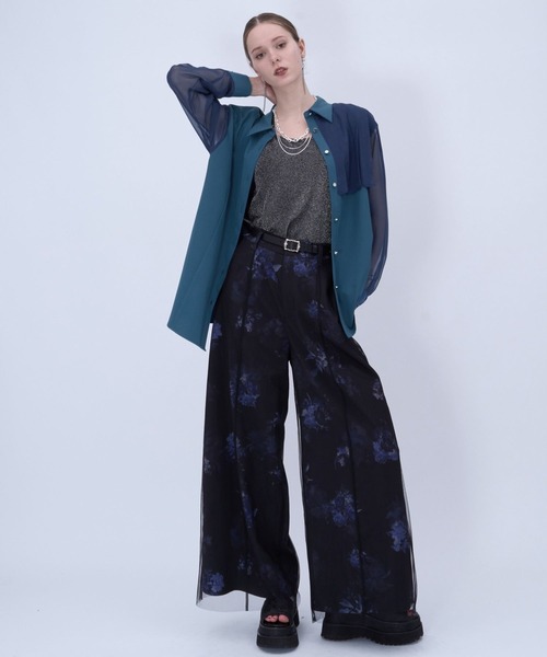 HARE（ハレ）の「シアーイソザイプリーツシャツ(HARE)（シャツ/ブラウス・レディース・イエロー/ブラック/ブルー・FREE）」の6枚目の写真