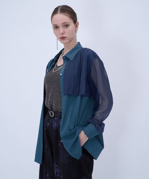 HARE（ハレ）の「シアーイソザイプリーツシャツ(HARE)（シャツ/ブラウス・レディース・イエロー/ブラック/ブルー・FREE）」の13枚目の写真